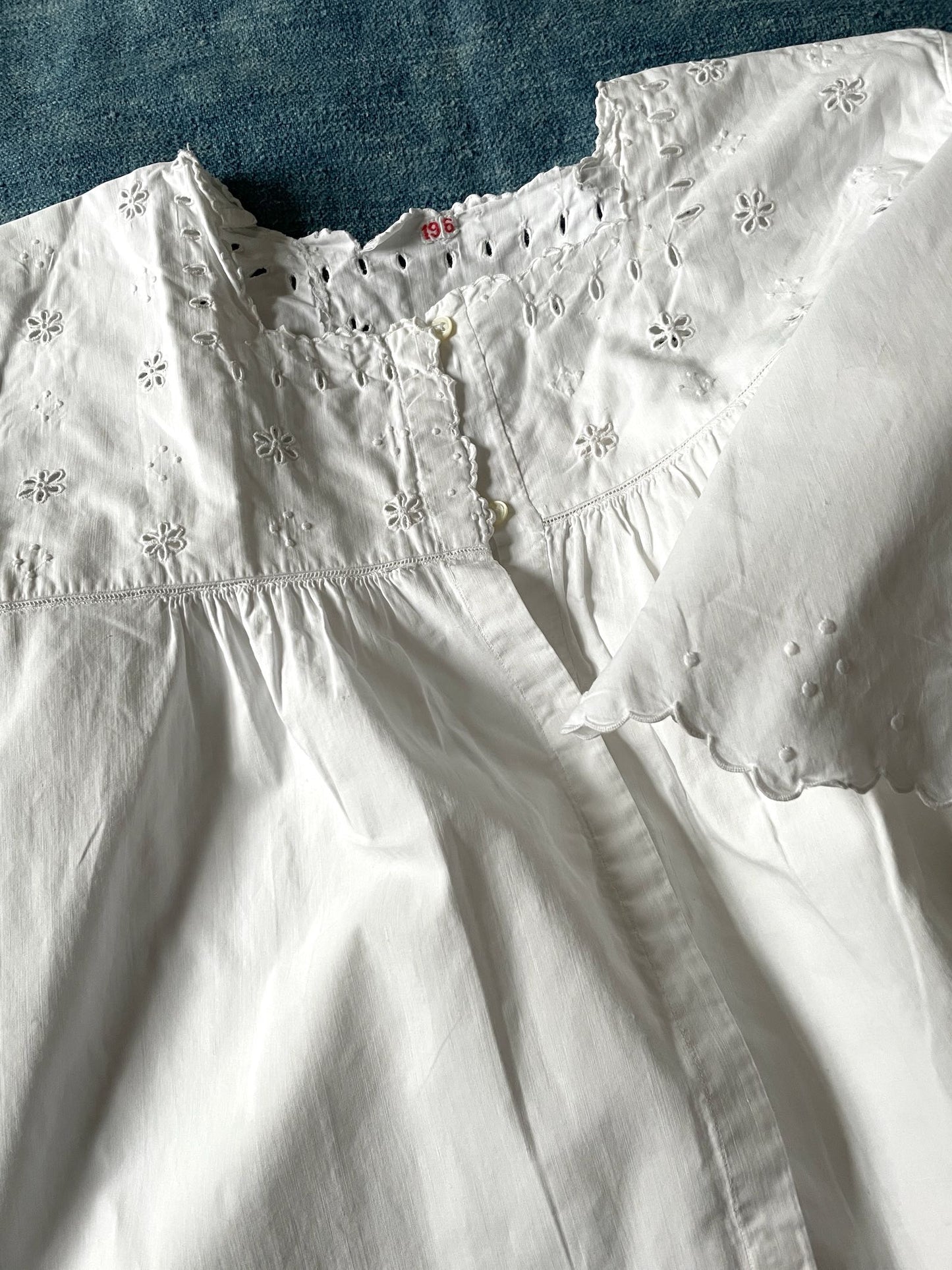 
                  
                    antique french chemise nightdress cosplay costume white embroidered cotton hand stitched RC
                  
                