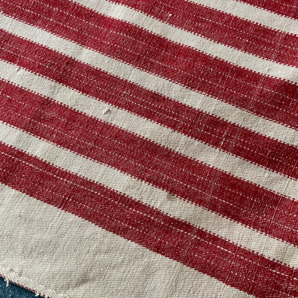 
                  
                    red white stripe fabric upholstery cushions east european hard wearing rustic textile washable
                  
                