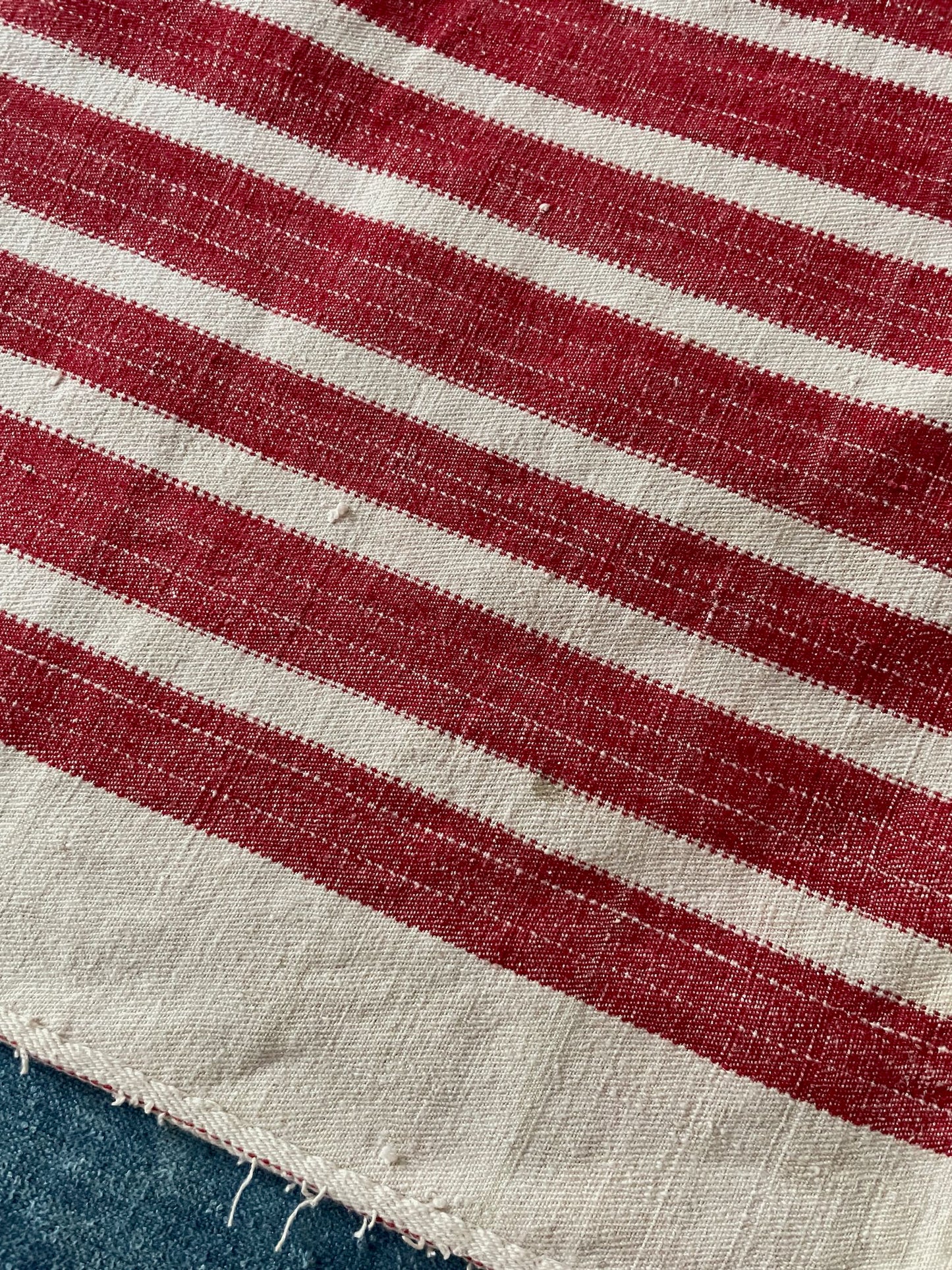 
                  
                    red white stripe fabric upholstery cushions east european hard wearing rustic textile washable
                  
                