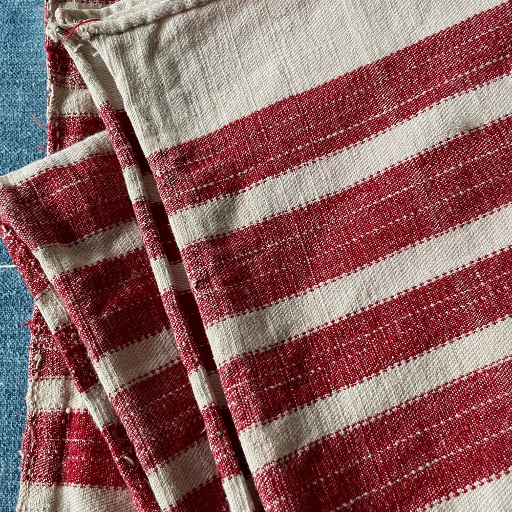 
                  
                    red white stripe fabric upholstery cushions east european hard wearing rustic textile washable
                  
                