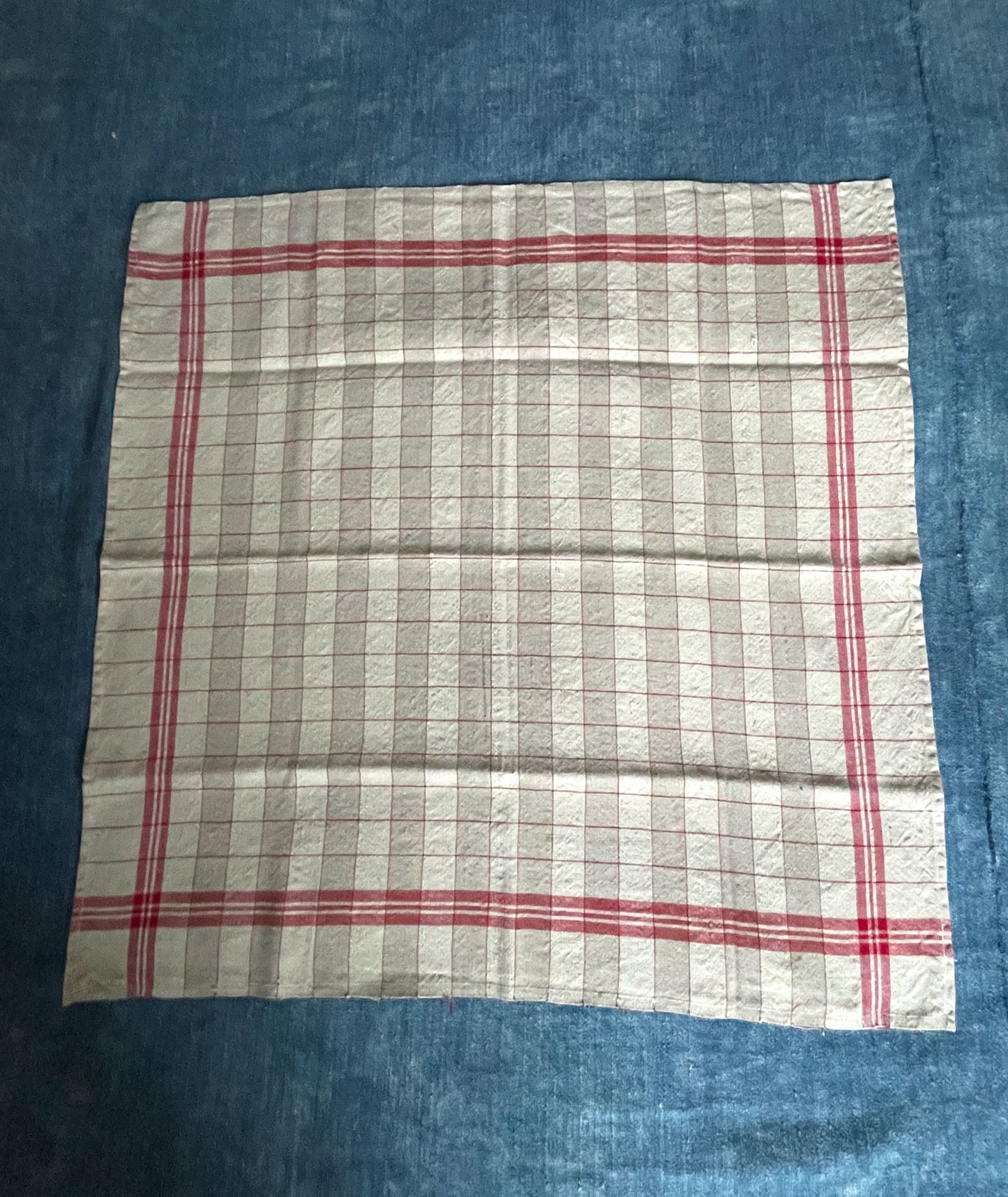 
                  
                    red check linen table napkins serviettes red beige cream vintage french linen rustic farmhouse style
                  
                