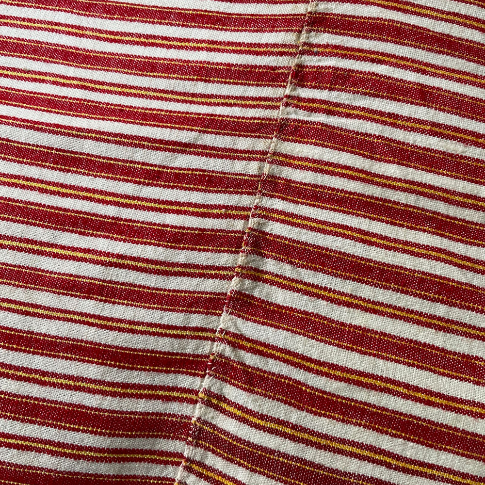 
                  
                    red white yellow stripe tablecloth tablelinen cushion material fabric  vintage linen rustic sewing
                  
                