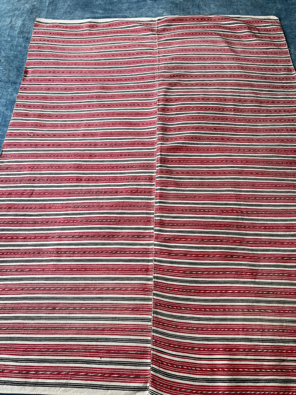 red white black stripe linen tablecloth rustic tablelinen cushion material sewing fabric vintage 