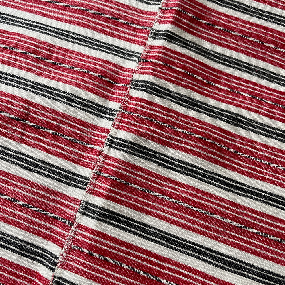 red white black stripe linen tablecloth rustic tablelinen cushion material sewing fabric vintage 