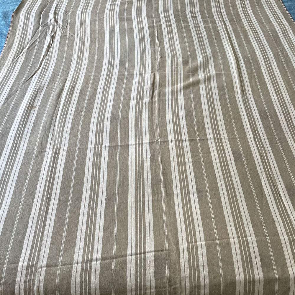 vintage french grey white stripe fabric mattress ticking long wide cotton material washable