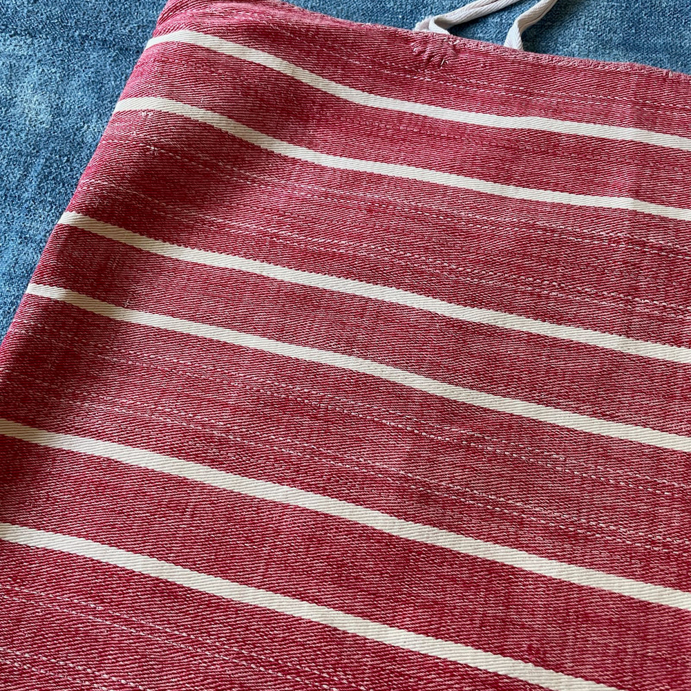 red white stripe cotton pillow cover couch cushion upholstery fabric sewing project washable vintage