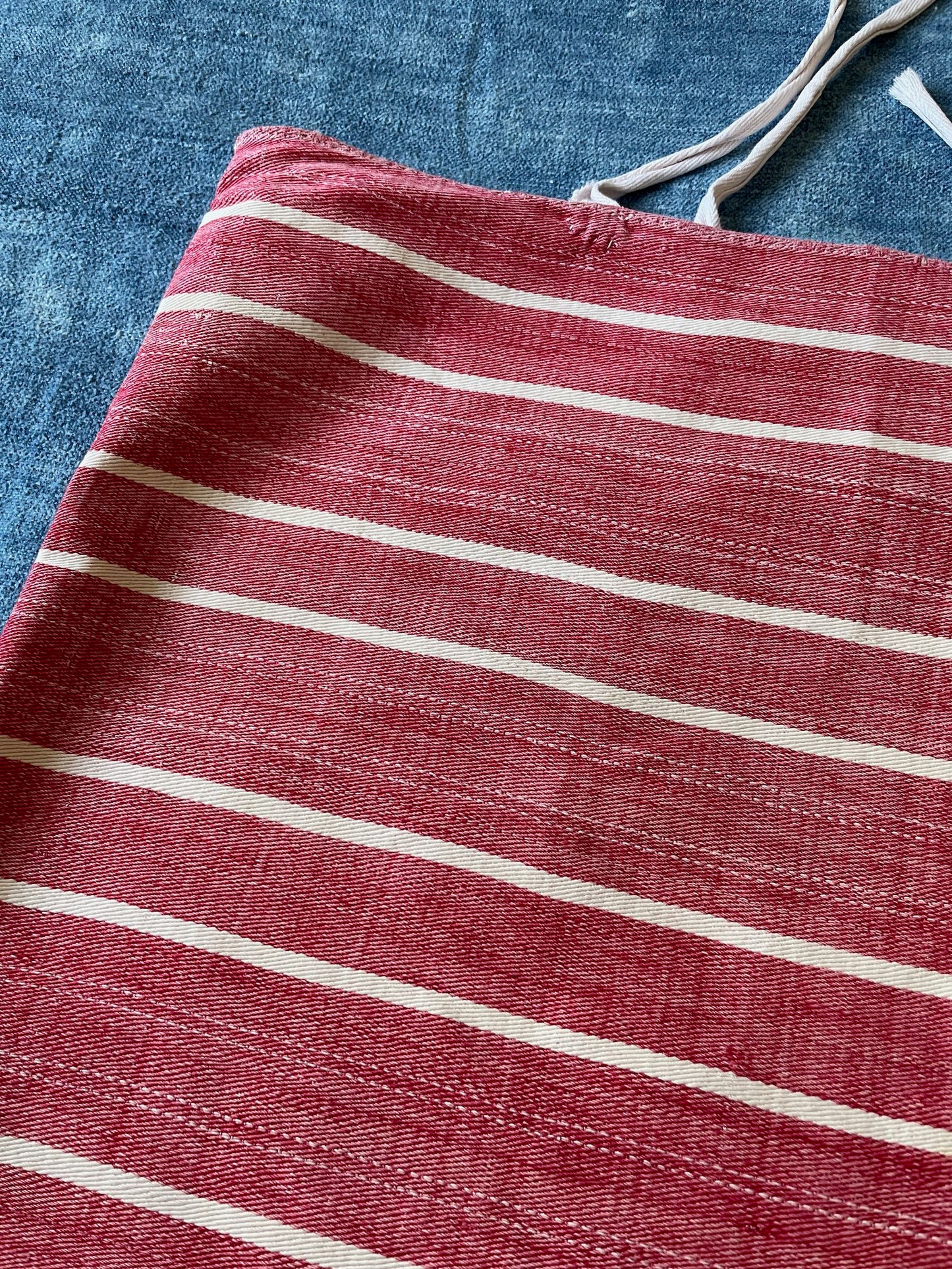 red white stripe cotton pillow cover couch cushion upholstery fabric sewing project washable vintage