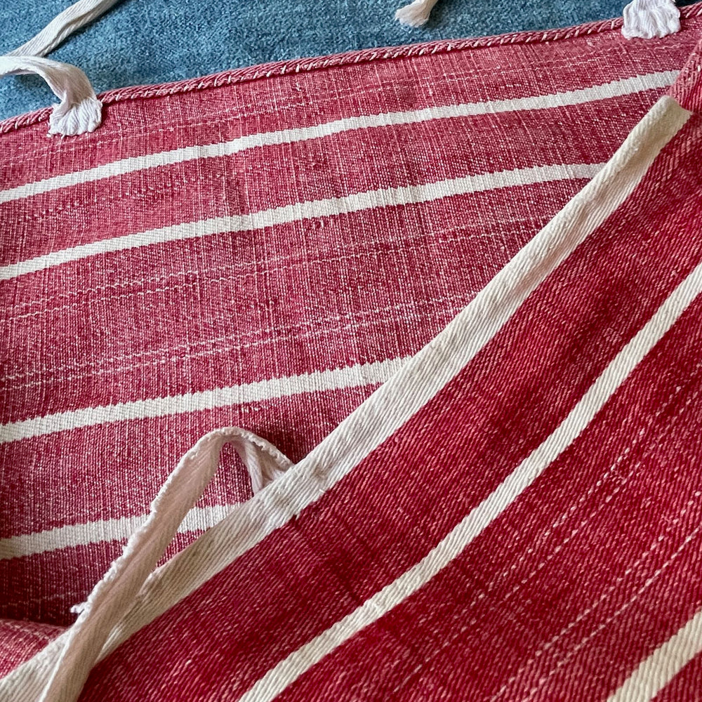 
                  
                    red white stripe cotton pillow cover couch cushion upholstery fabric sewing project washable vintage
                  
                