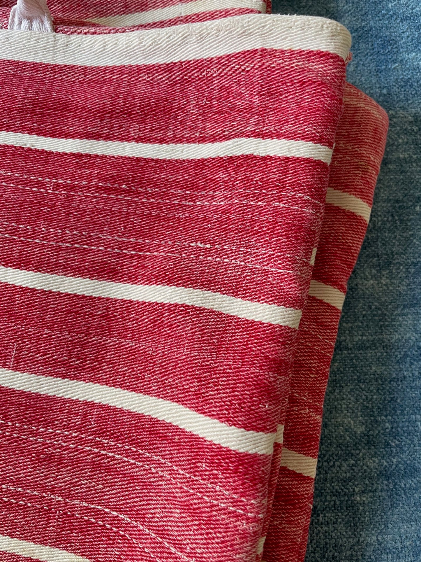 
                  
                    red white stripe cotton pillow cover couch cushion upholstery fabric sewing project washable vintage
                  
                