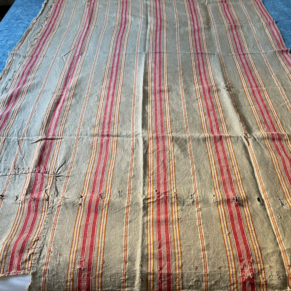 
                  
                    beige red yellow orange stripe twill linen toile de matelas upholstery fabric cushion material
                  
                