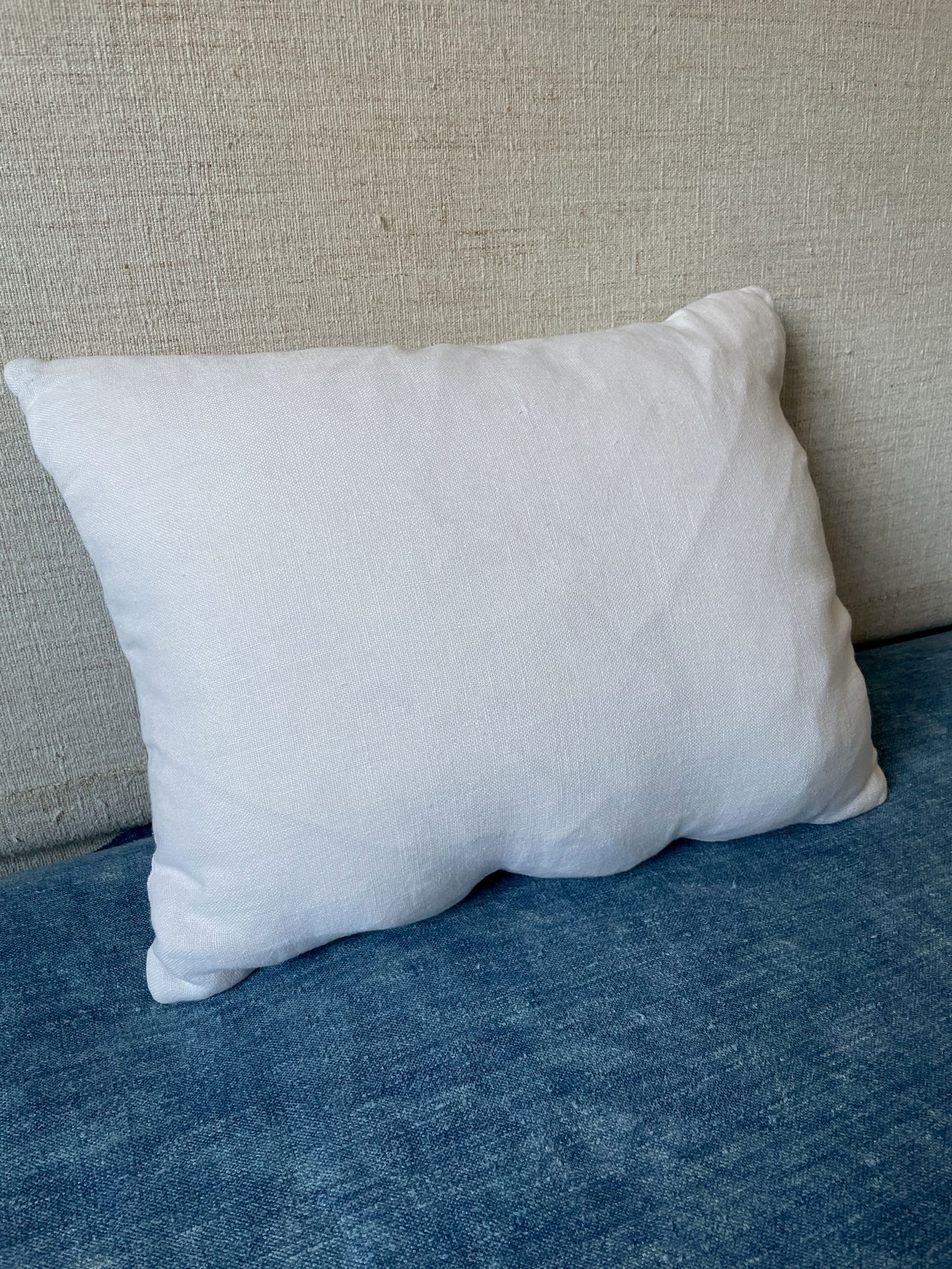 
                  
                    blue cross stitch pillow couch sofa cushion tulip pattern hand made white linen vintage 
                  
                