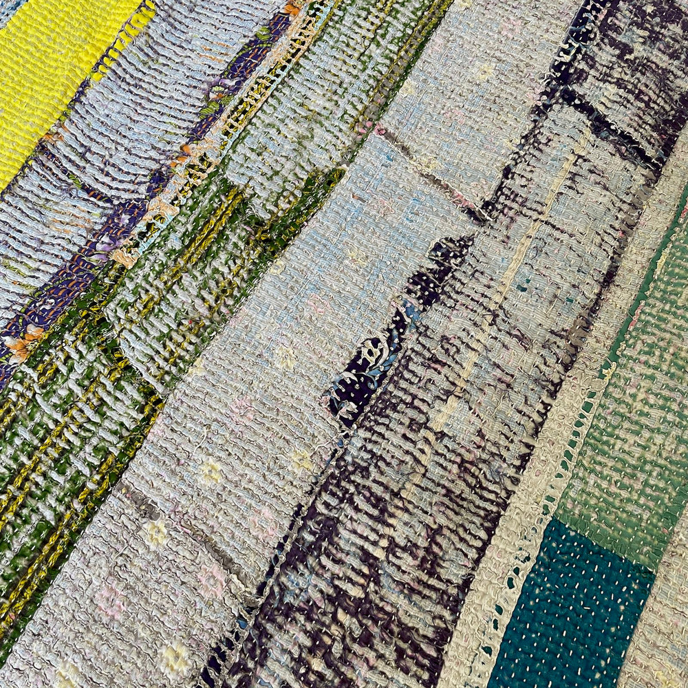 
                  
                    acid yellow pink green striped patchwork kantha quilt cotton comforter sofa throw cotton washable
                  
                