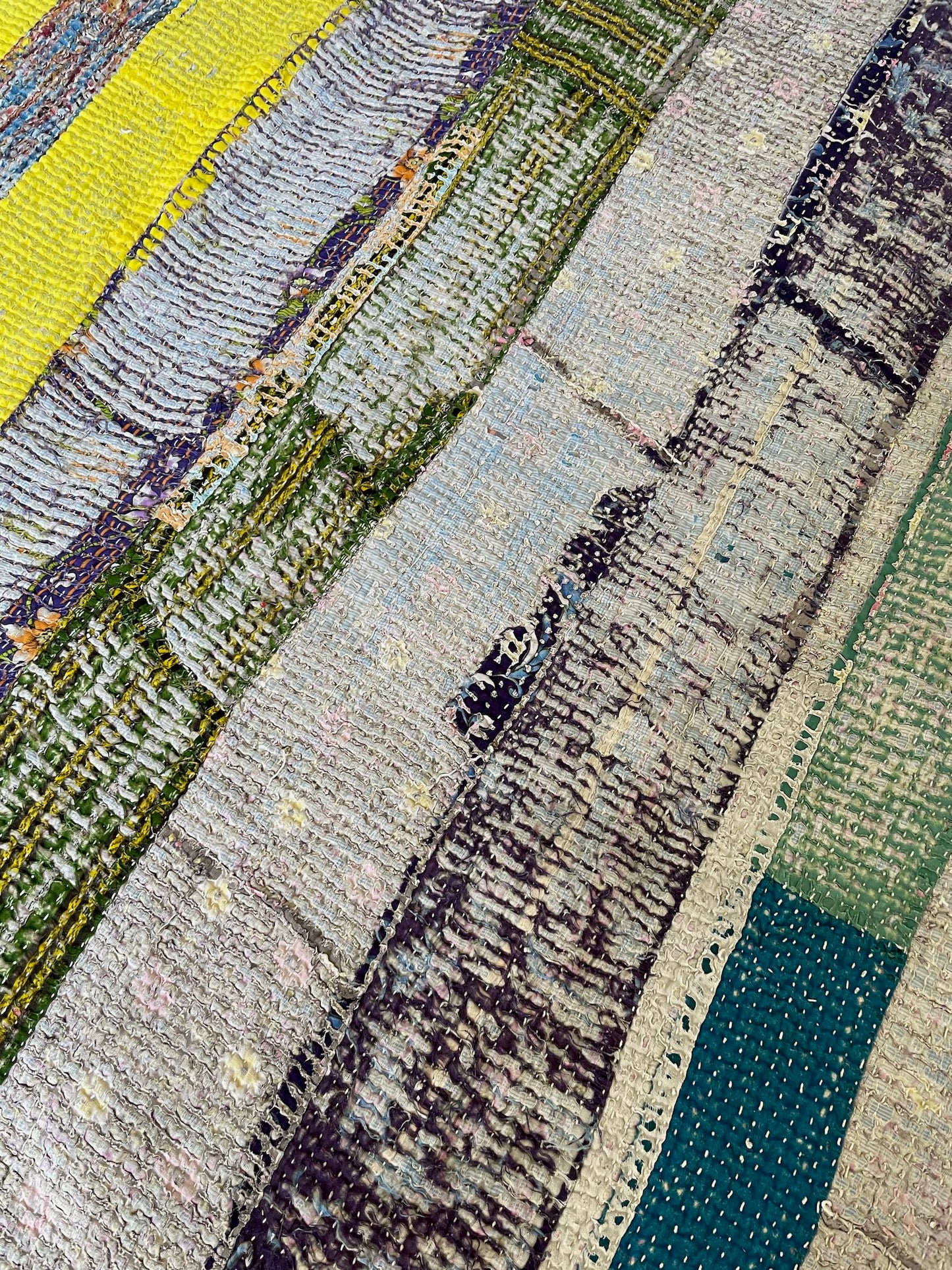 
                  
                    acid yellow pink green striped patchwork kantha quilt cotton comforter sofa throw cotton washable
                  
                
