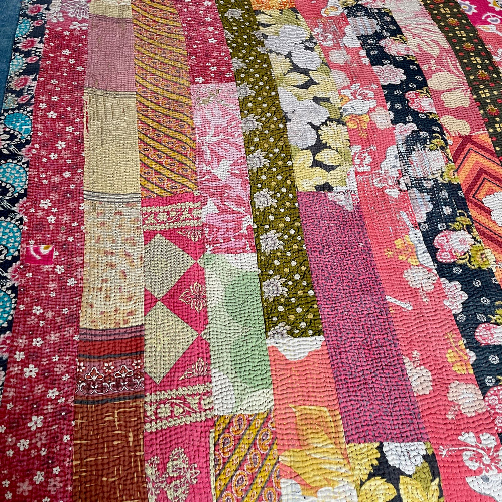 
                  
                    pink orange patchwork kantha quilt bedspread sofa throw single double colourful washable
                  
                