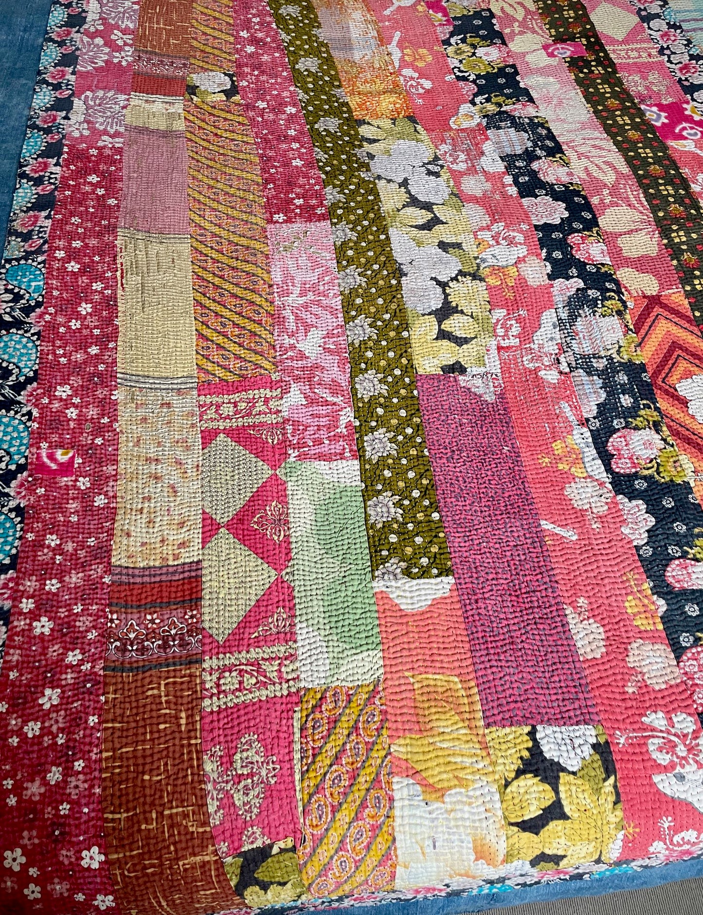 
                  
                    pink orange patchwork kantha quilt bedspread sofa throw single double colourful washable
                  
                