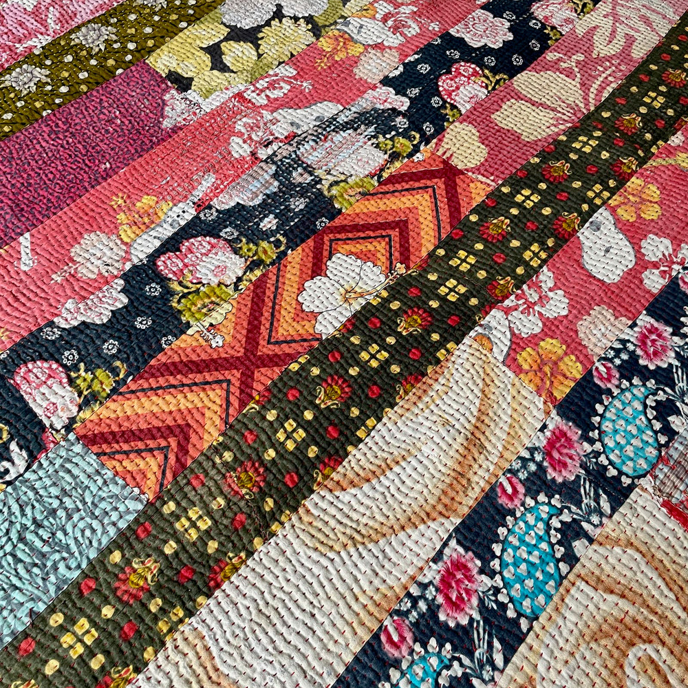 
                  
                    pink orange patchwork kantha quilt bedspread sofa throw single double colourful washable
                  
                