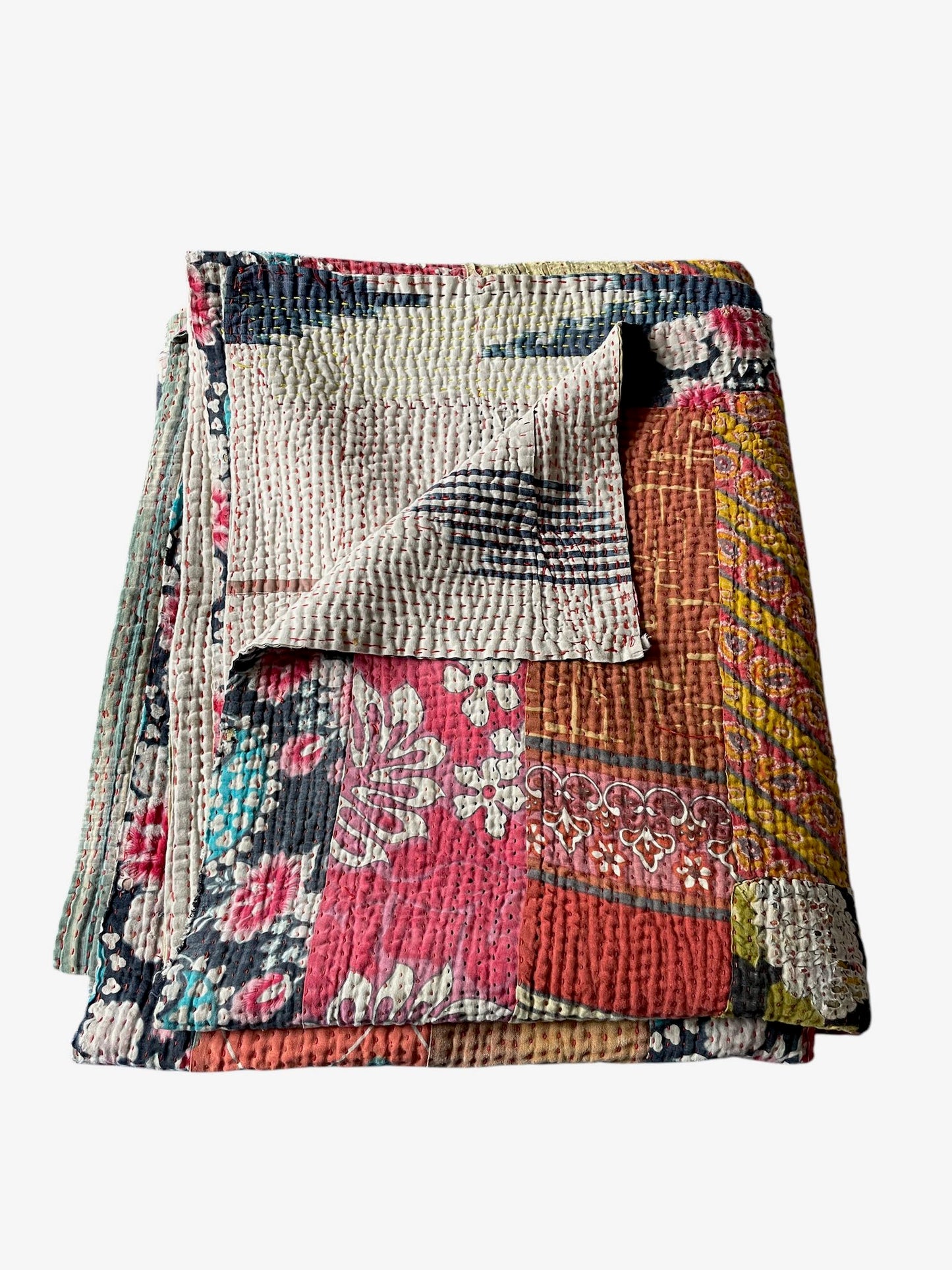 
                  
                    pink orange patchwork kantha quilt bedspread sofa throw single double colourful washable
                  
                
