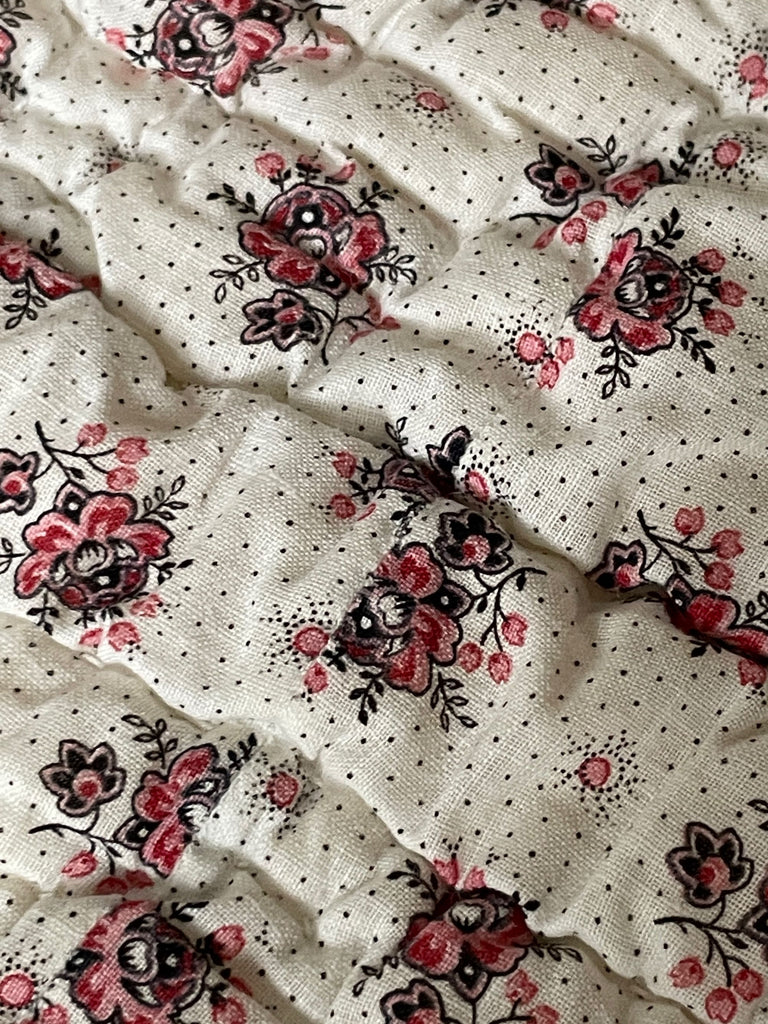 pretty pink roses antique french quilt pique comforter bedspread small decorative textile