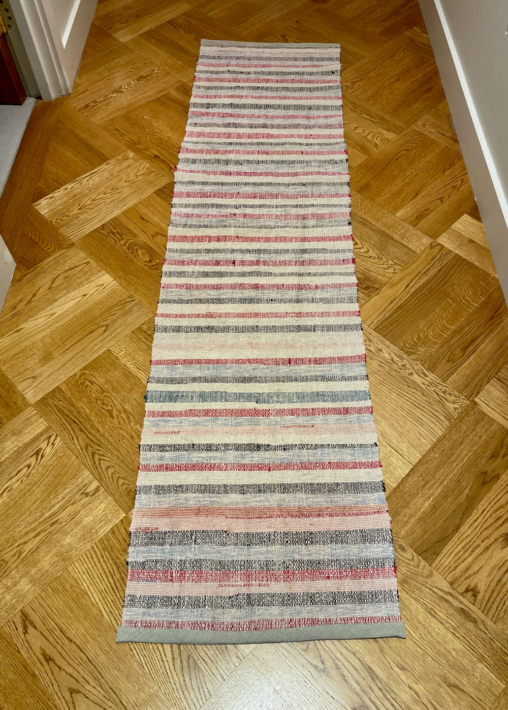striped hall runner rag rug hall floor carpet bath mat kitchen mat blue red pink grey  washable