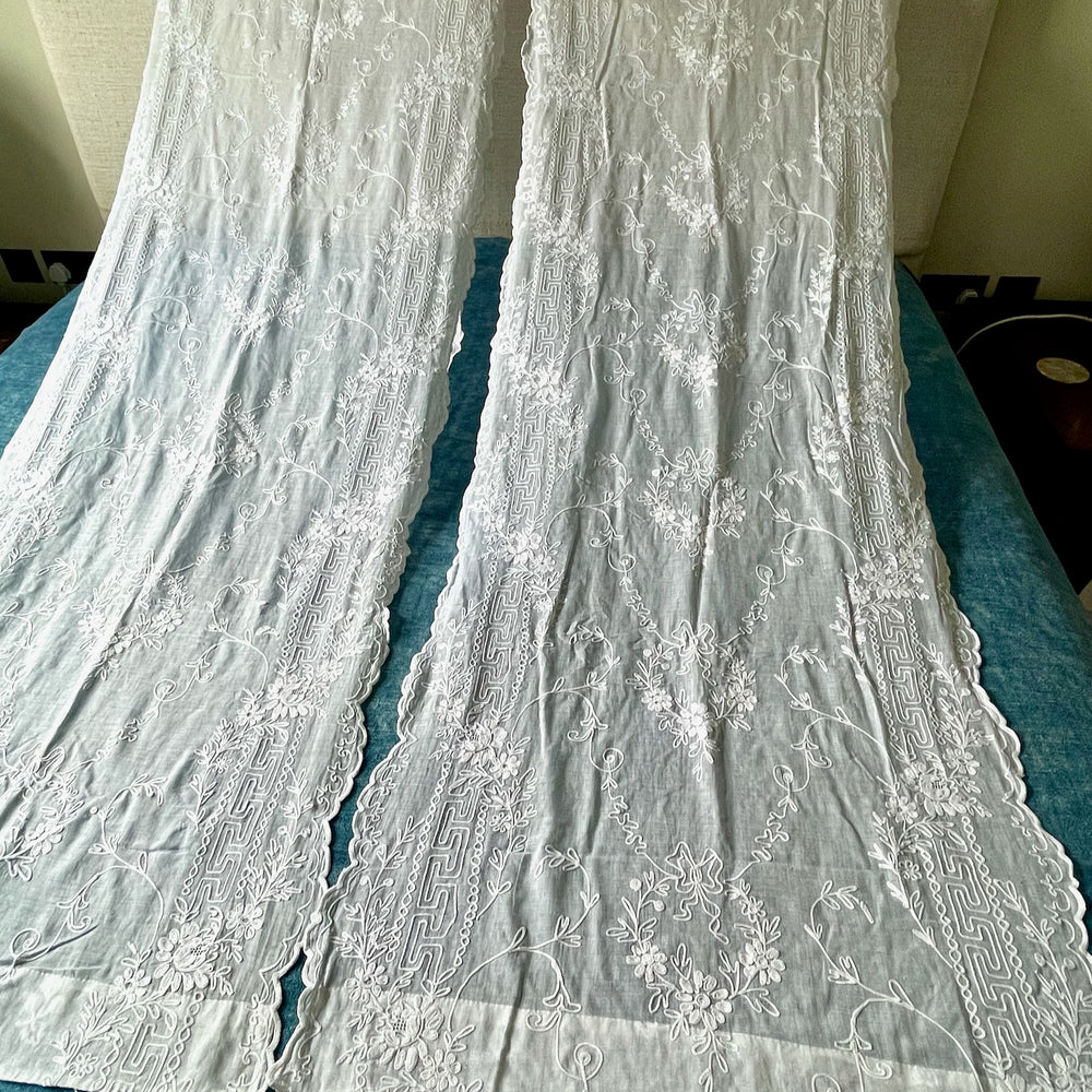 
                  
                    antique french curtains pair broderie cornelys embroidered white long sheer cotton chateau
                  
                