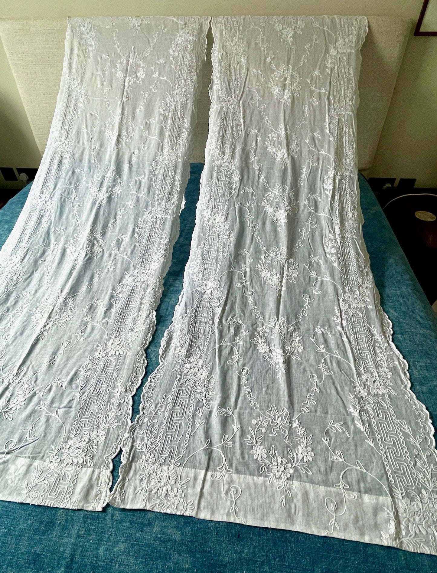 
                  
                    antique french curtains pair broderie cornelys embroidered white long sheer cotton chateau
                  
                