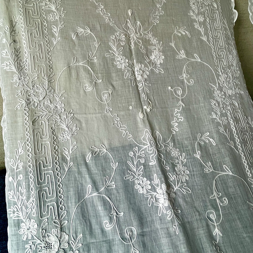 
                  
                    antique french curtains pair broderie cornelys embroidered white long sheer cotton chateau
                  
                