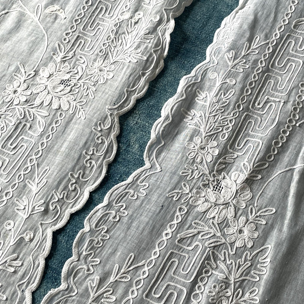
                  
                    antique french curtains pair broderie cornelys embroidered white long sheer cotton chateau
                  
                