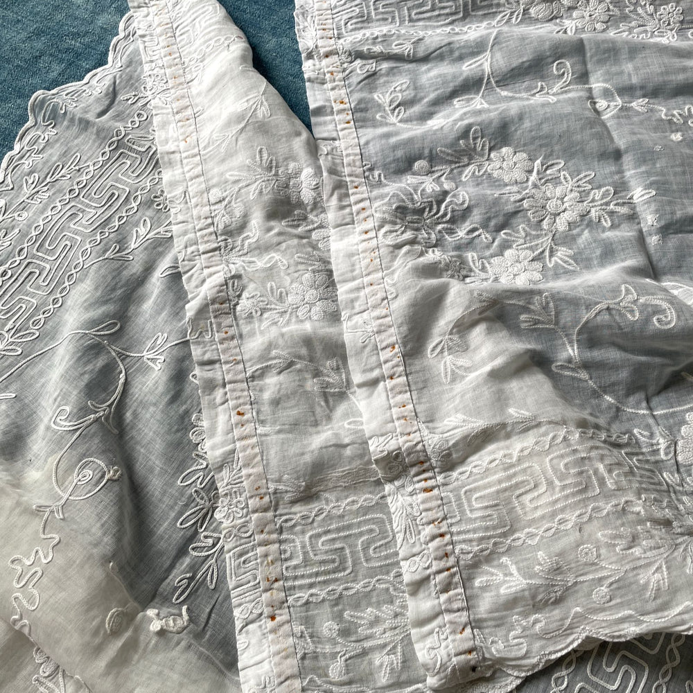 
                  
                    antique french curtains pair broderie cornelys embroidered white long sheer cotton chateau
                  
                