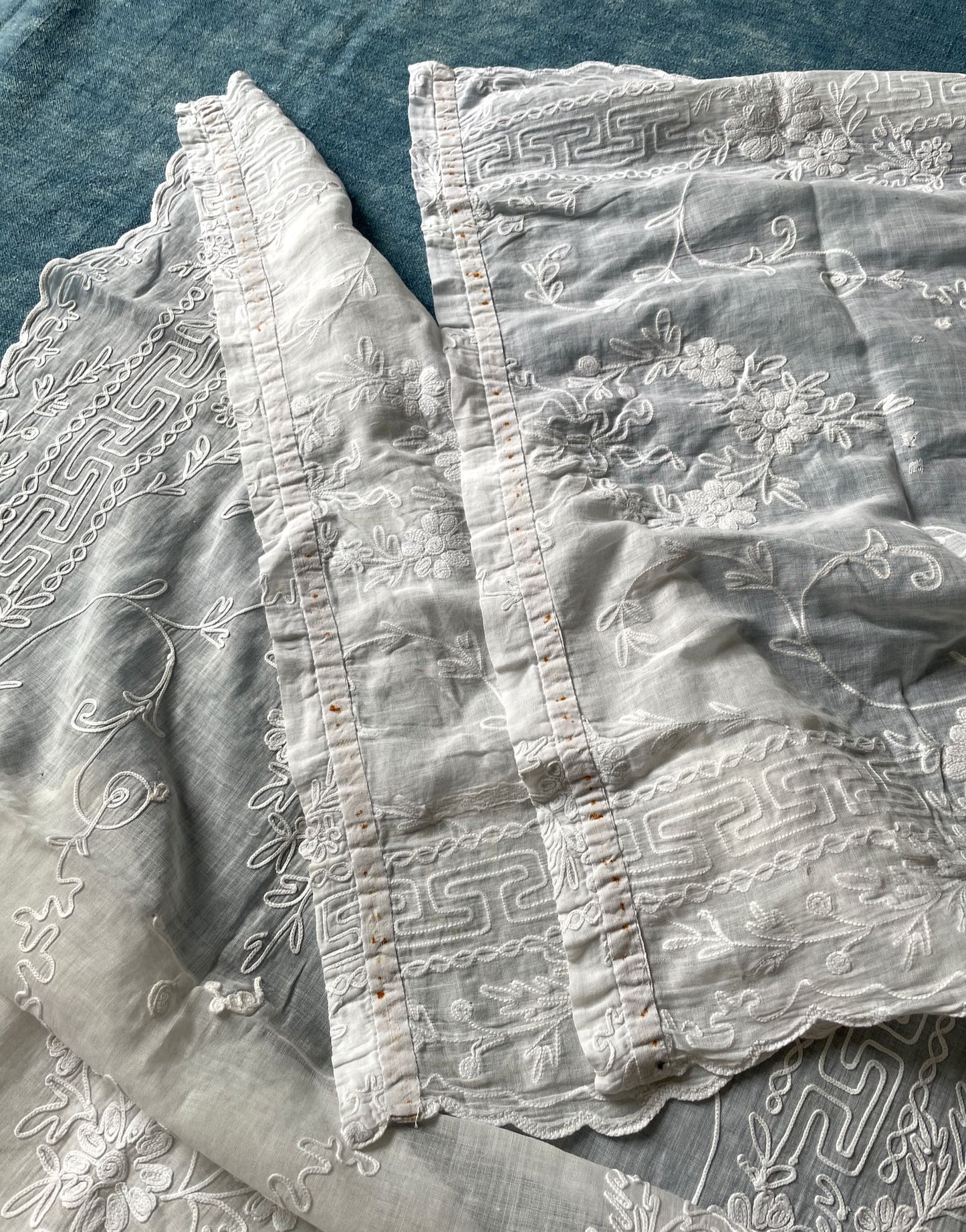
                  
                    antique french curtains pair broderie cornelys embroidered white long sheer cotton chateau
                  
                