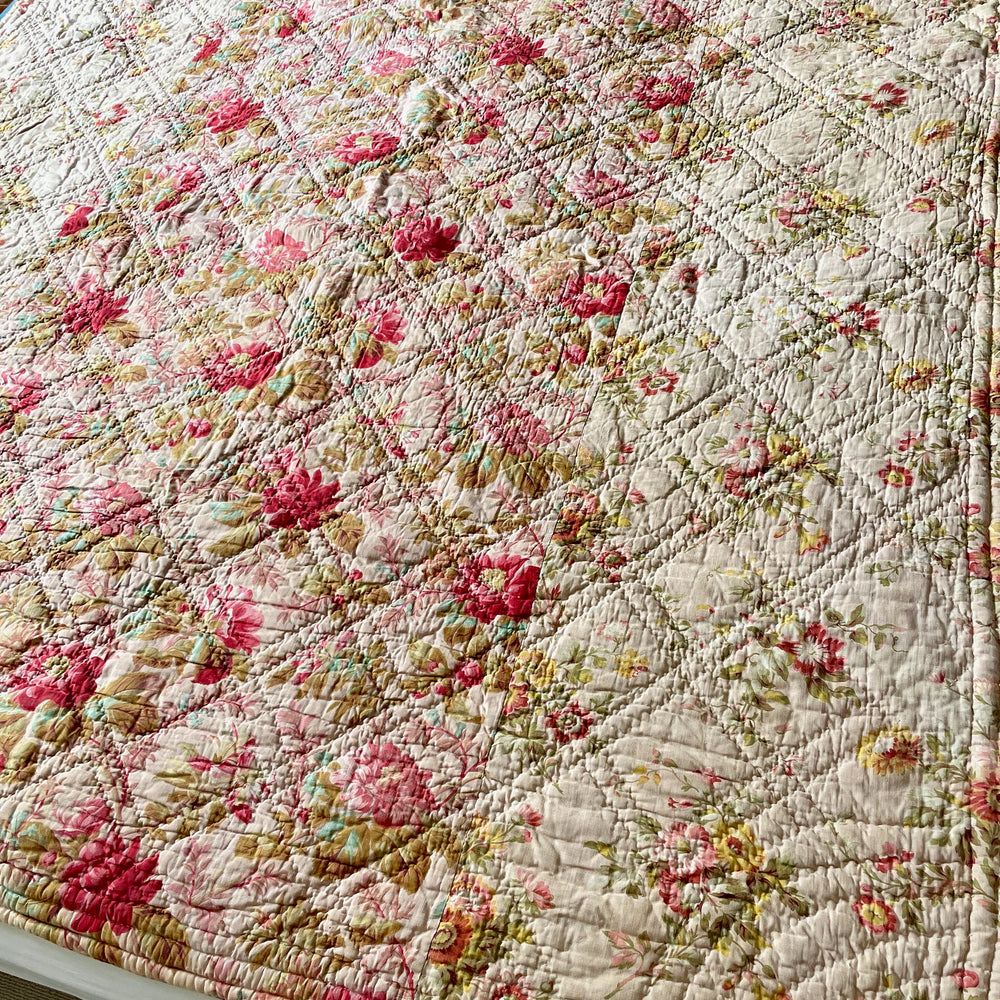 pretty pink provence antique french quilt small double roses pique bedcover decorative camellias