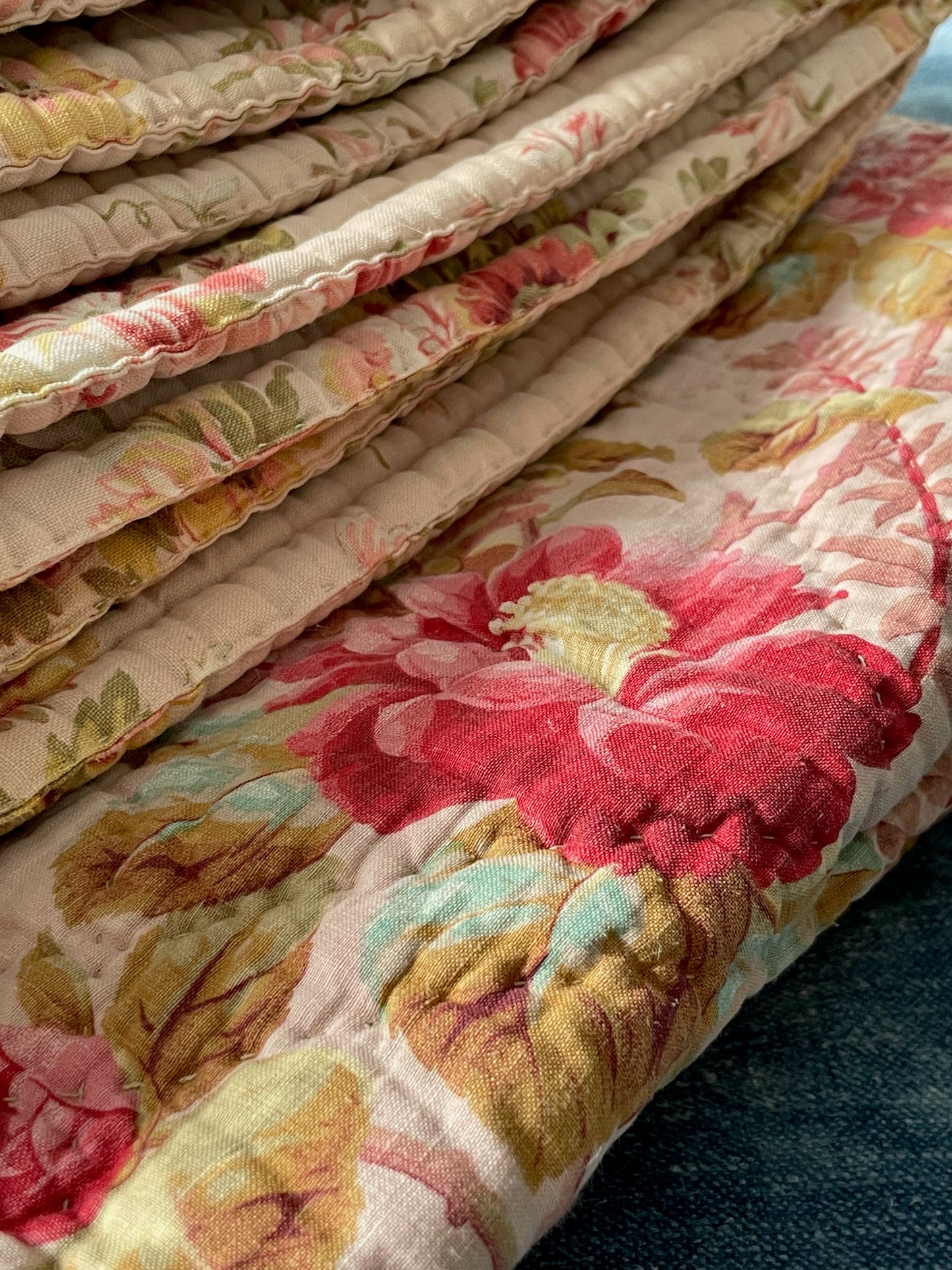 pretty pink provence antique french quilt small double roses pique bedcover decorative camellias