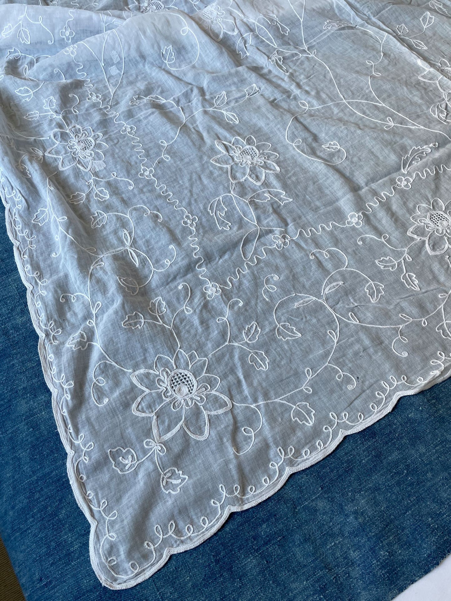 
                  
                    antique french sheer curtain drape rideau de cornelys white embroidered flowers floral chateau style
                  
                