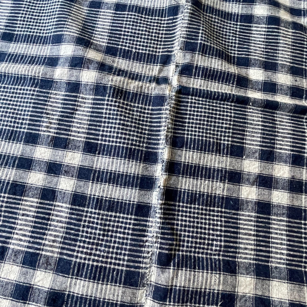 
                  
                    antique alsace kelsch fabric cover bed navy blue plaid check large washable french bedding
                  
                