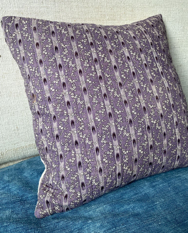 purple cream floral antique quilt cushion square french pillow for sofa or bed handmade 
