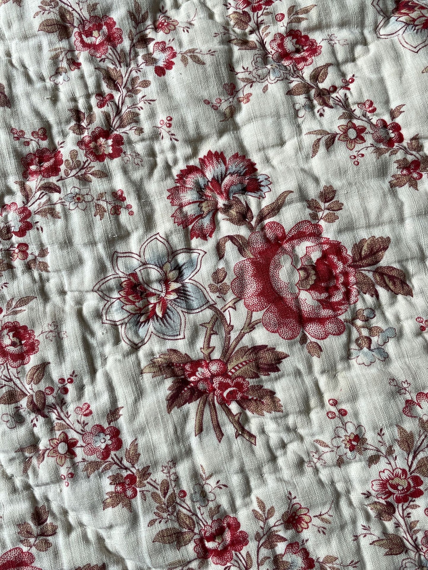 large antique french quilt pink white roses floral print linen pretty double pique comforter