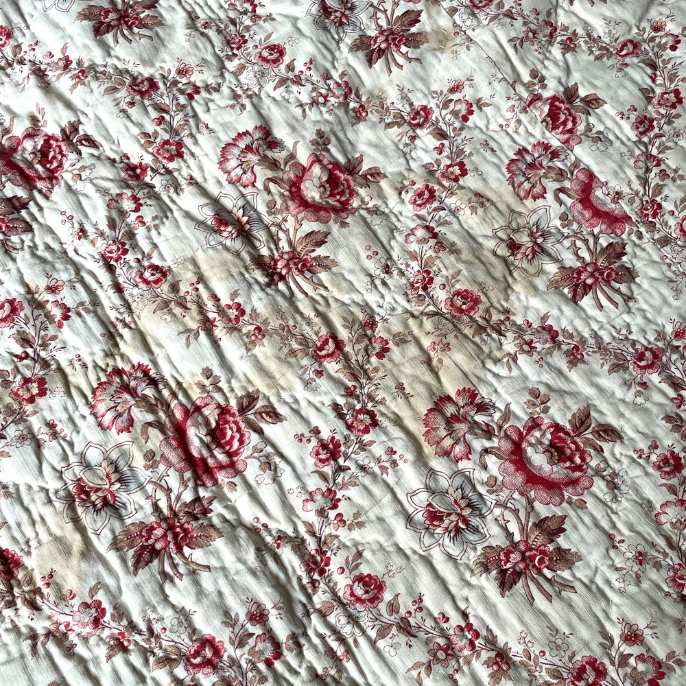 
                  
                    large antique french quilt pink white roses floral print linen pretty double pique comforter
                  
                
