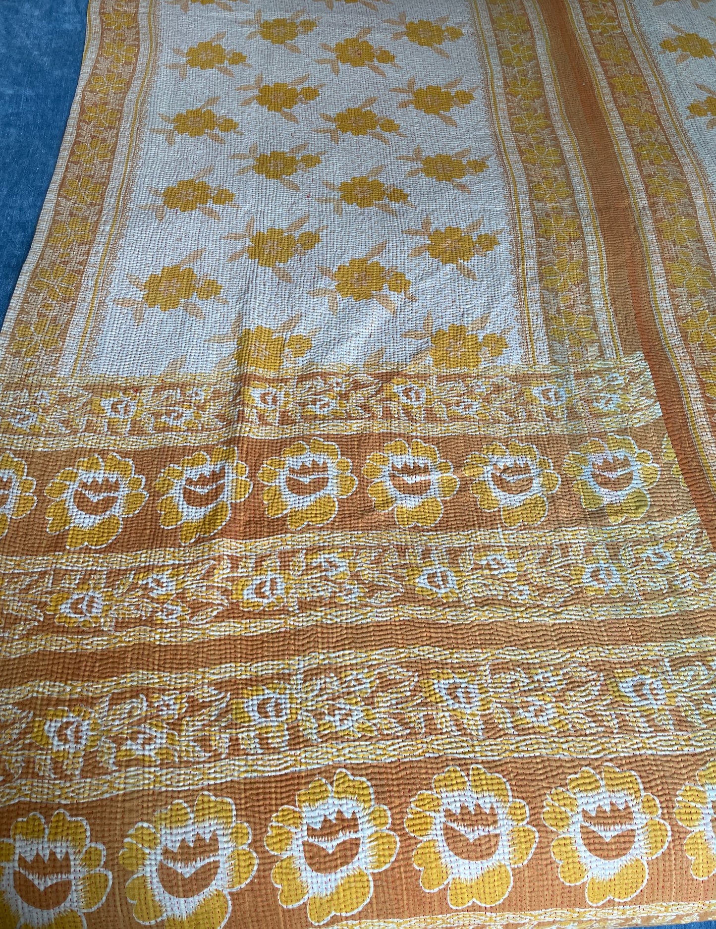 
                  
                    bright red orange green kantha quilt bedspread cotton sofa throw comforter washable indian
                  
                