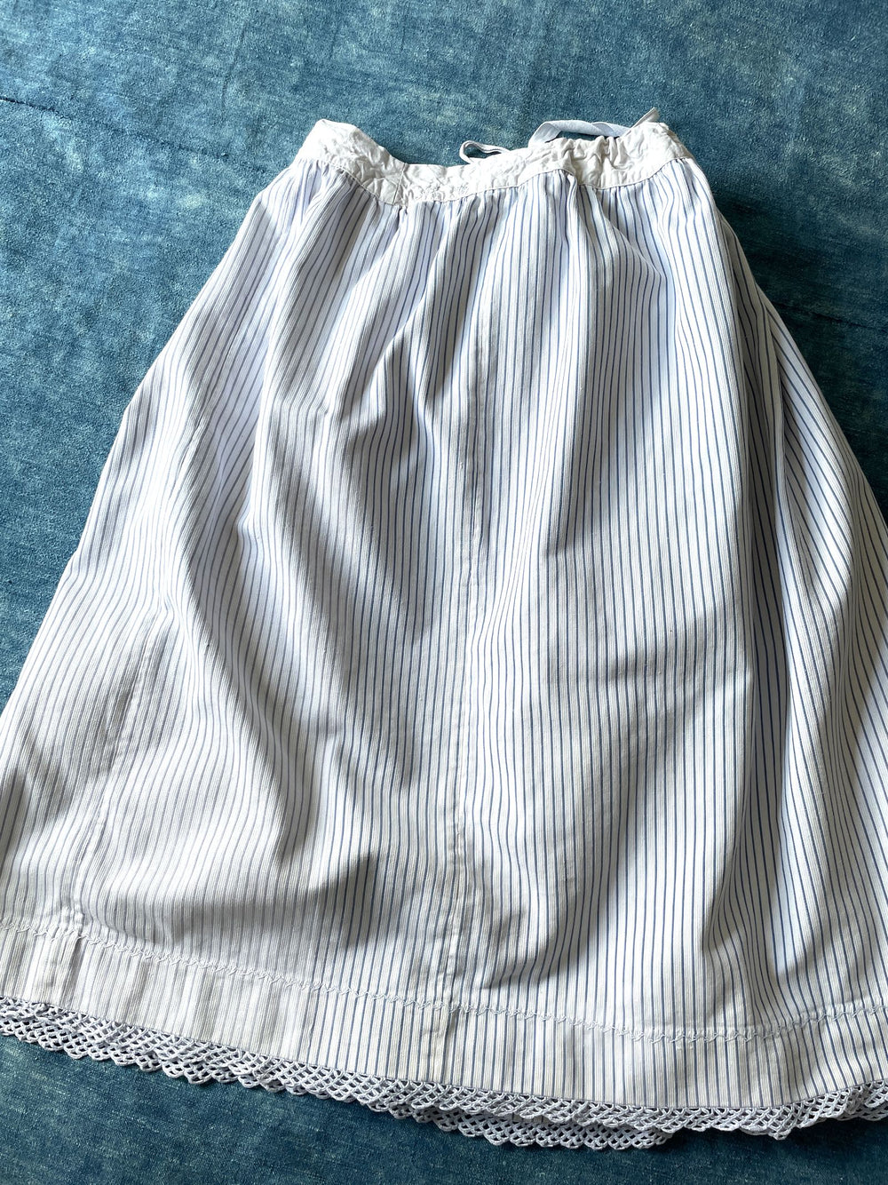 blue stripe french petticoat jupon antique costumer heirloom textiles victorian film prop