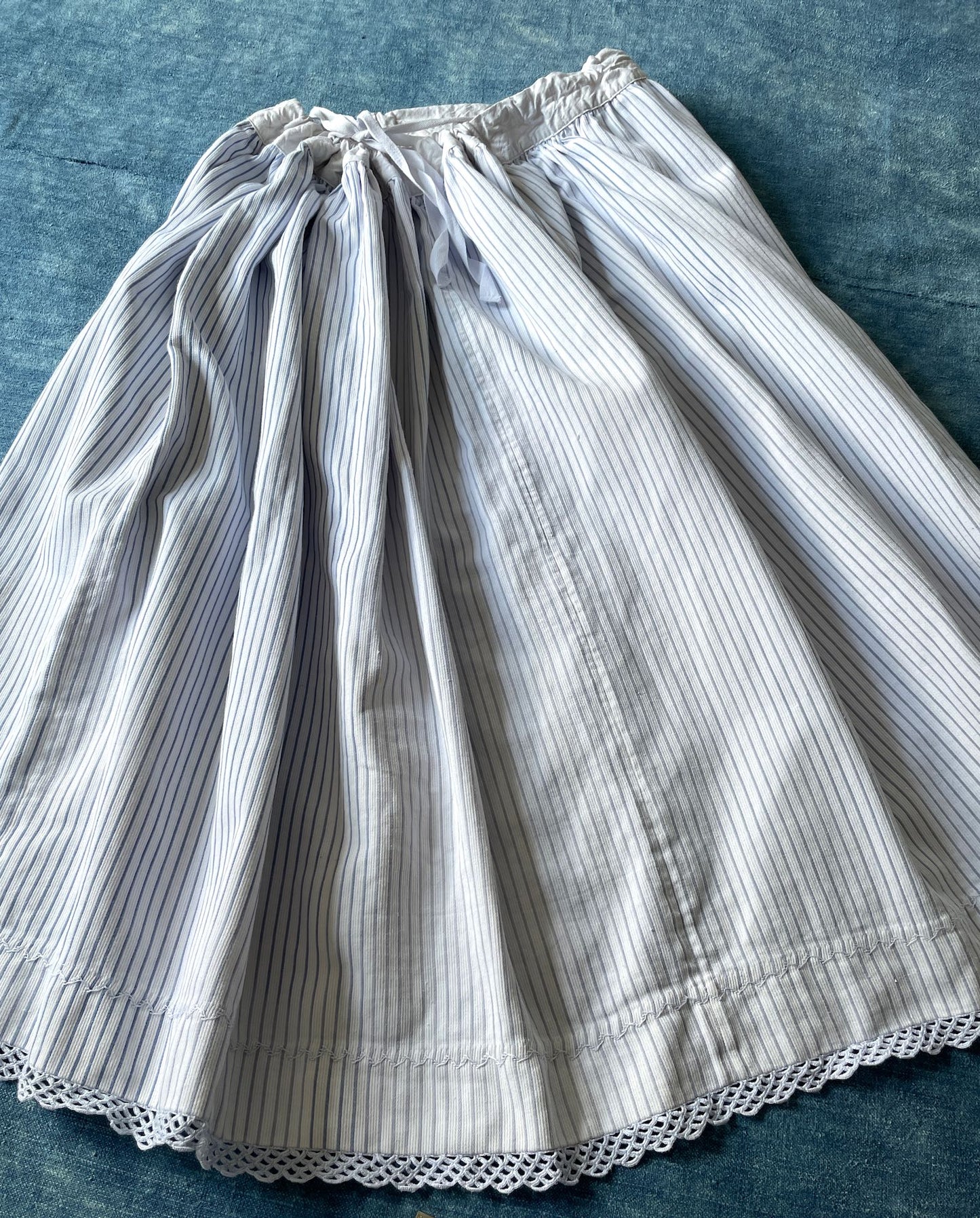 
                  
                    blue stripe french petticoat jupon antique costumer heirloom textiles victorian film prop
                  
                