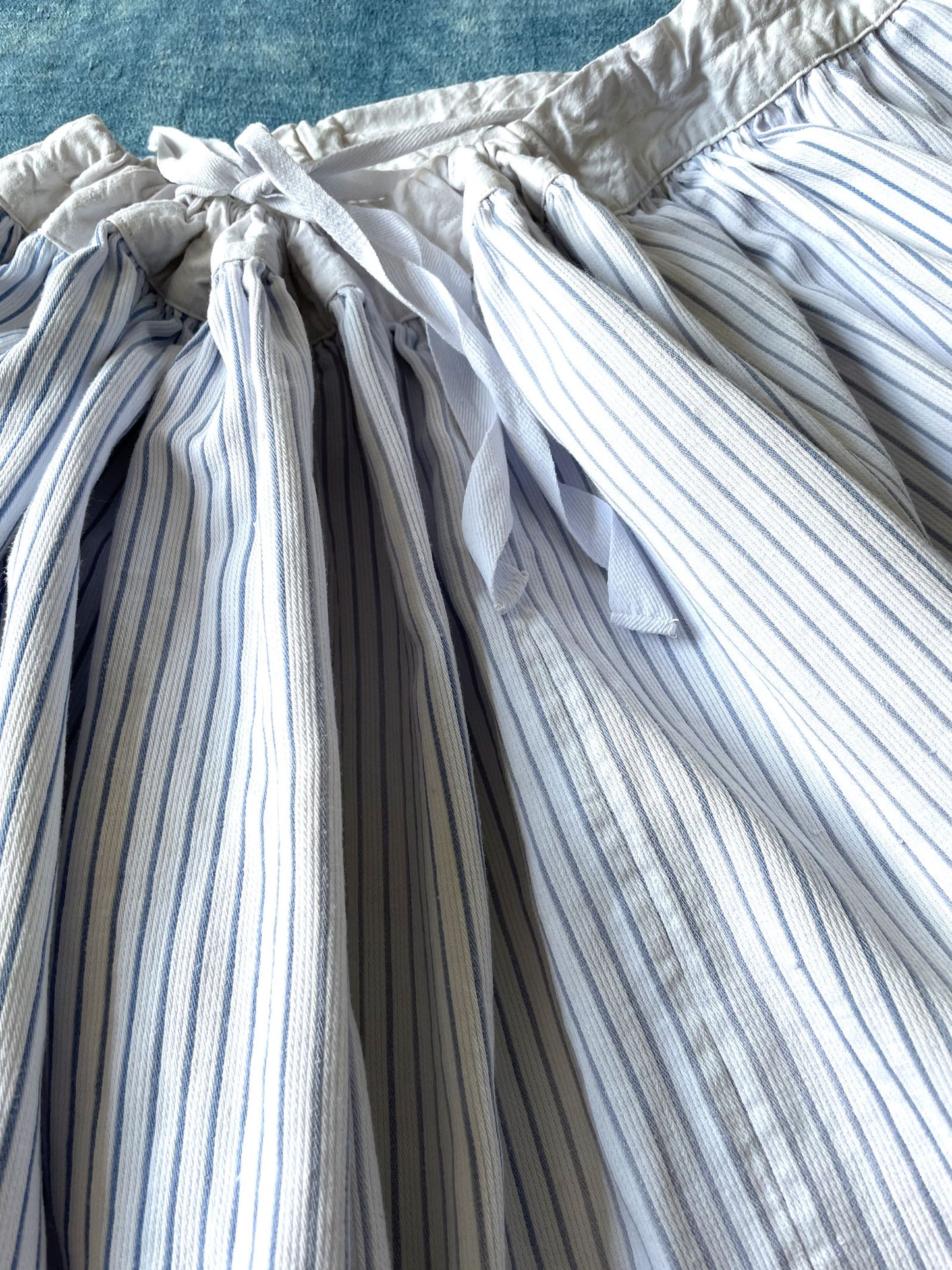 
                  
                    blue stripe french petticoat jupon antique costumer heirloom textiles victorian film prop
                  
                