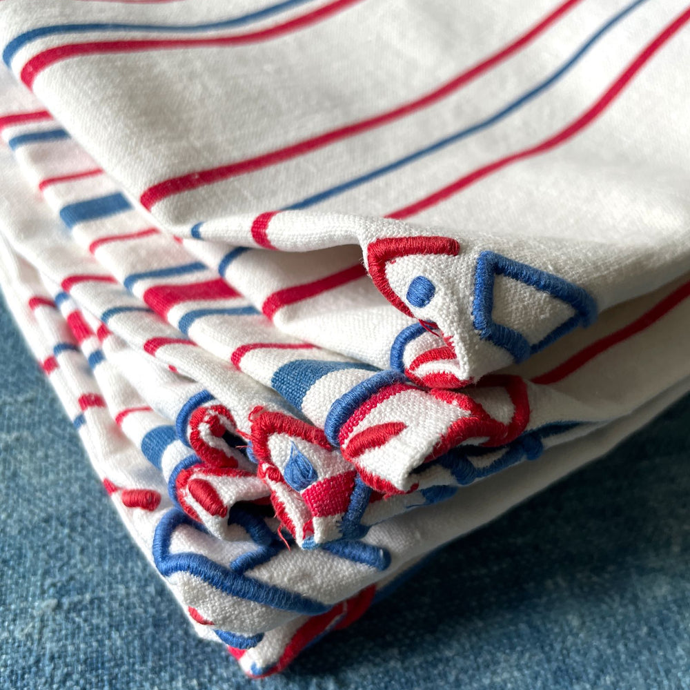 
                  
                    Vintage French Striped Napkins - Set of 8 Monogrammed BA
                  
                