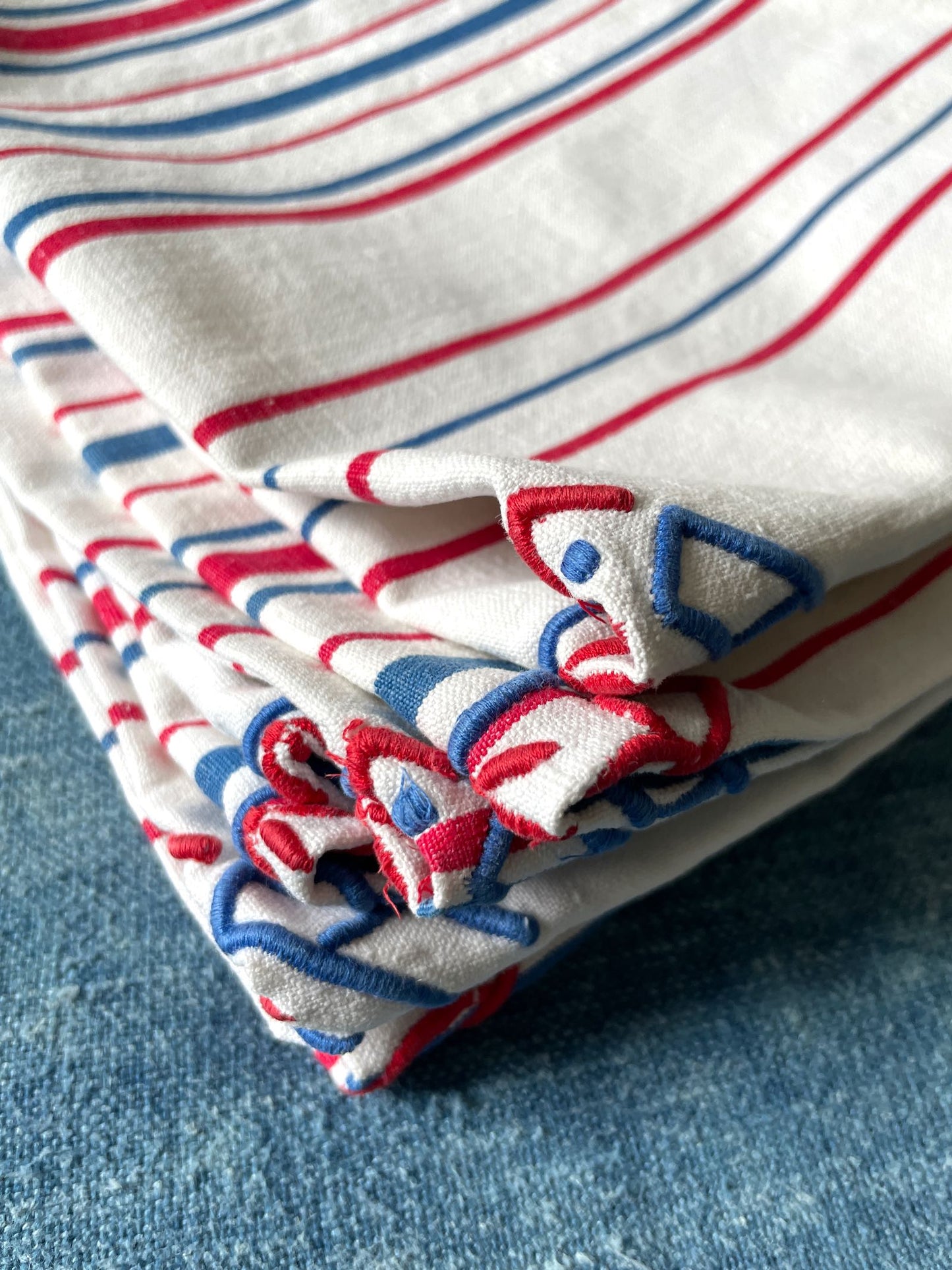 
                  
                    Vintage French Striped Napkins - Set of 8 Monogrammed BA
                  
                