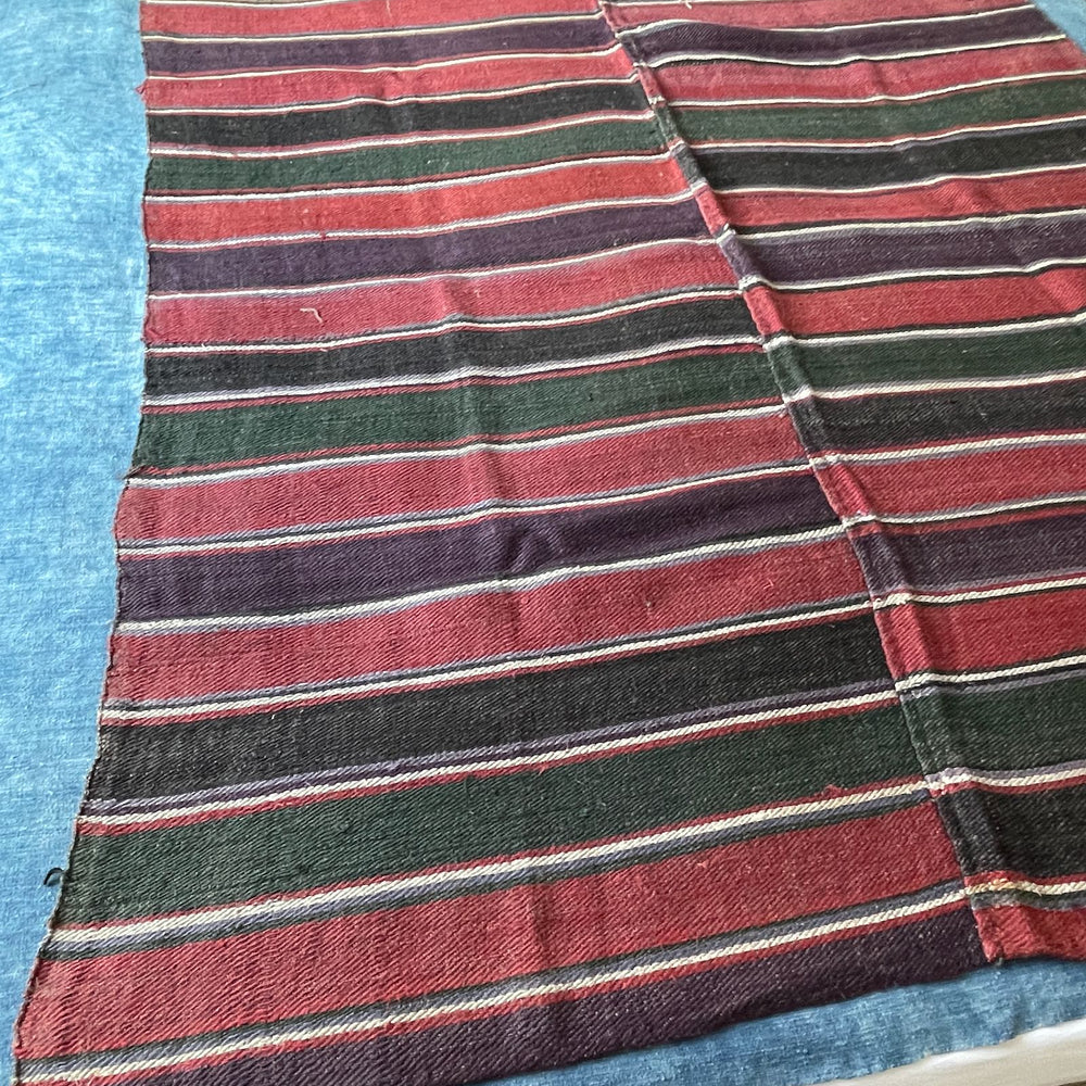 blanket throw striped red purple brown gray east europe folk textile warm colours upholstery 