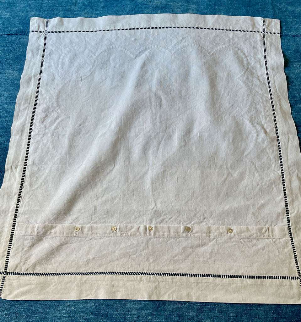 antique french linen sheet and pillow covers embroidered GM large bed sheet natural curtain