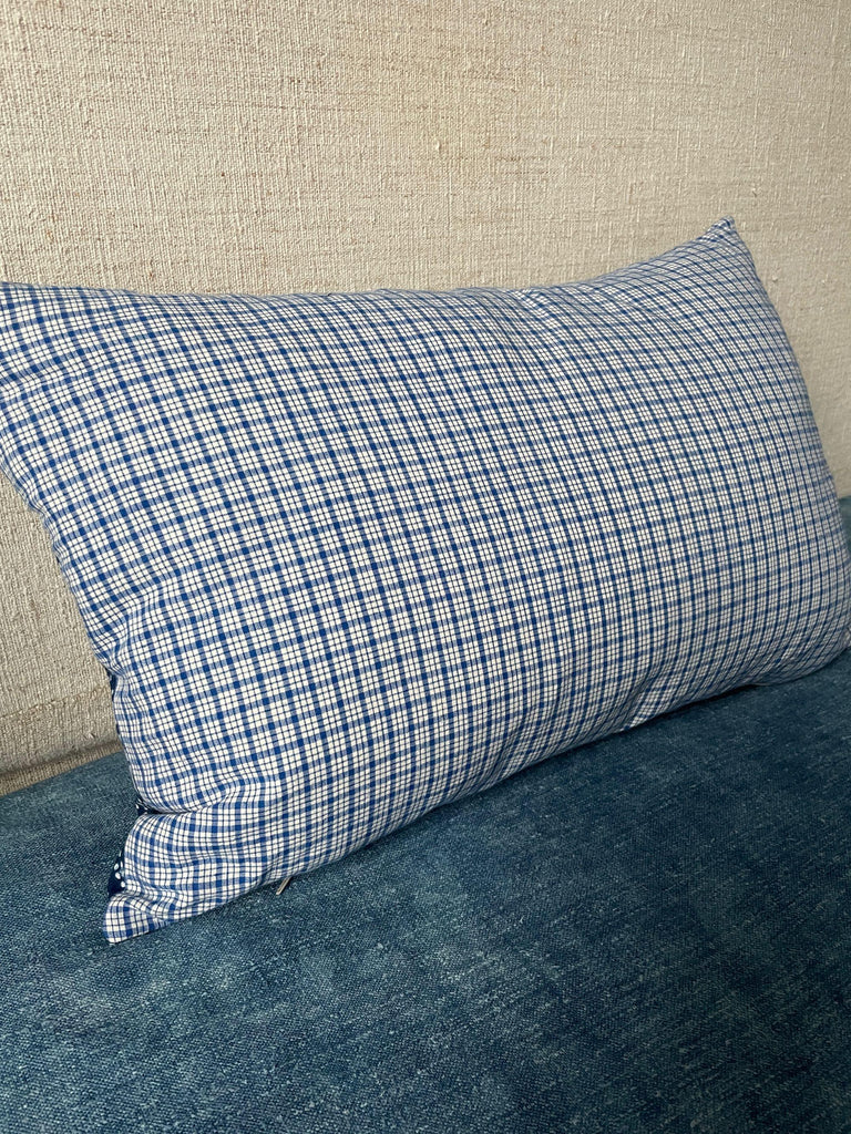 vintage chinese indigo paste resist cushions blue rectangular pillows with feather pad handmade