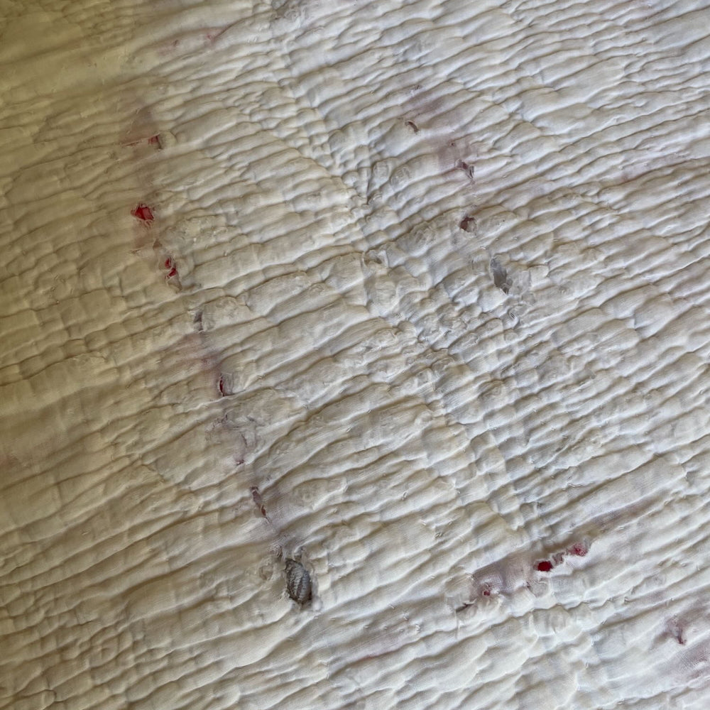 
                  
                    antique french quilt toile de jouy small pique cotton floral pretty white orange red bedcover double
                  
                