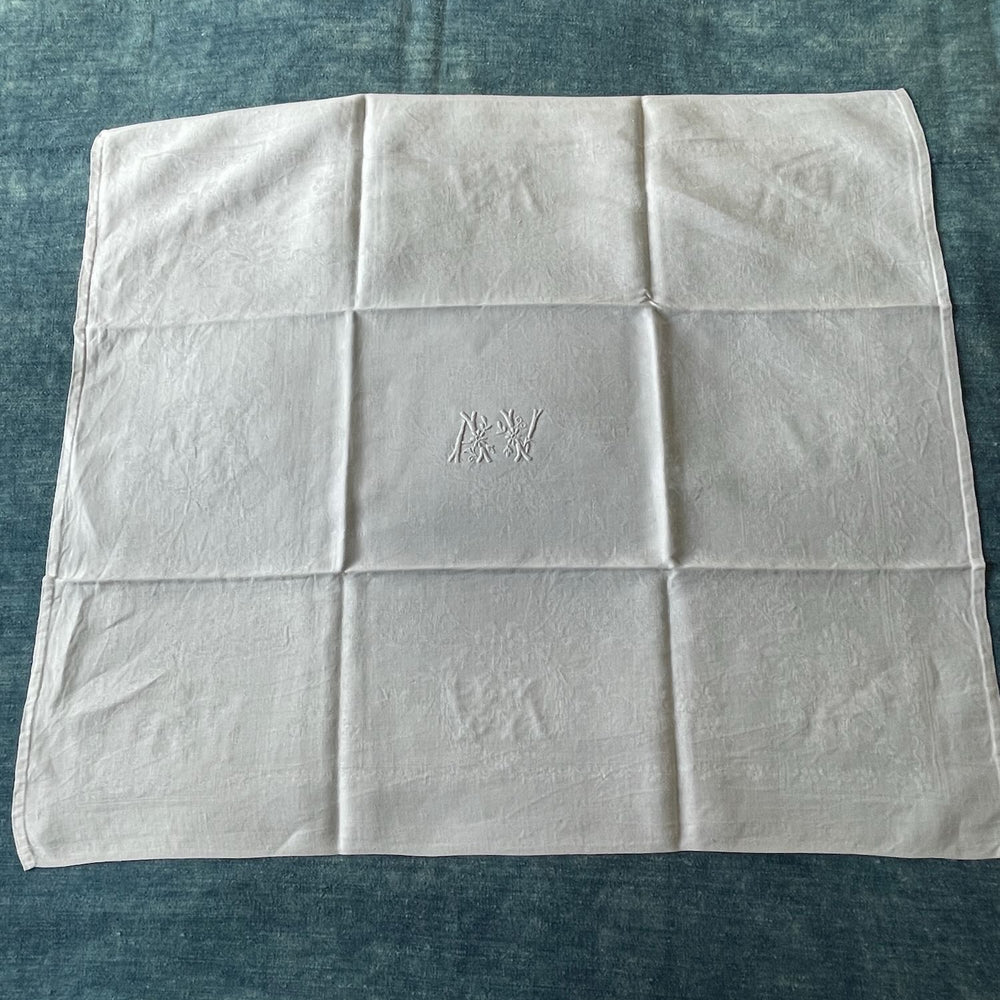 antique french linen table napkins serviettes set of 10 embroidered monogrammed AV large