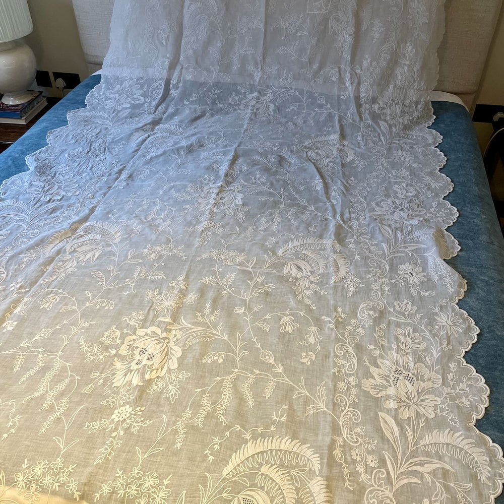 antique french curtain rideau de cornelys hand embroidered sheer window treatment long floral paris
