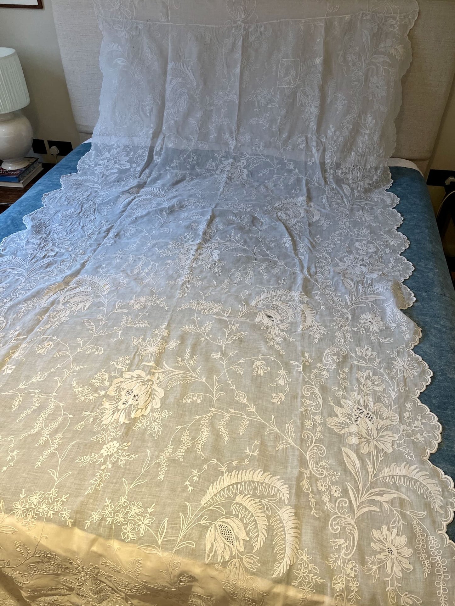 antique french curtain rideau de cornelys hand embroidered sheer window treatment long floral paris