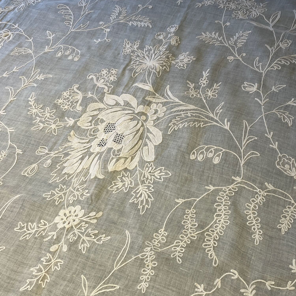 antique french curtain rideau de cornelys hand embroidered sheer window treatment long floral paris